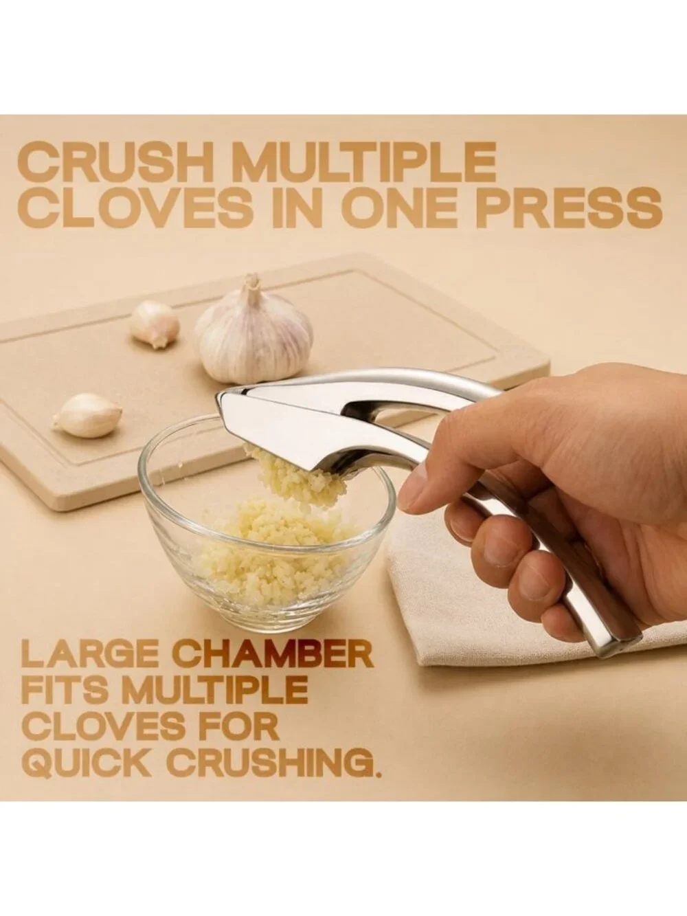 Easy Garlic Press - No Peel Needed, Fine & Coarse Options, Lifetime Replacement